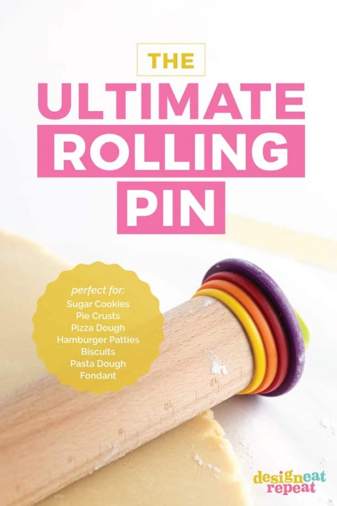 The ultimate rolling pin for making sugar cookies, pie crusts, pizza dough, hamburger patties, biscuits, pasta dough, and fondant