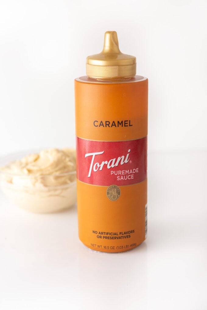 Bottle of Torani puremade caramel sauce