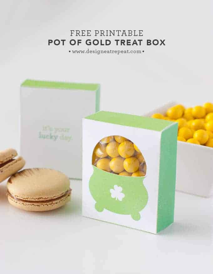 Free Printable Pot of Gold Treat Box | Design Eat Repeat
