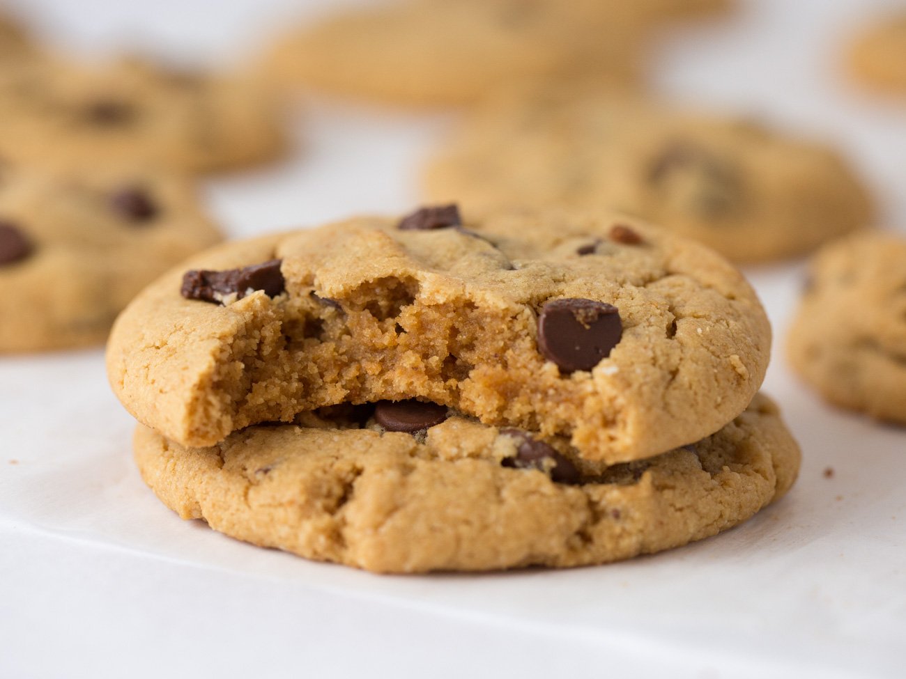 Chewy and Soft Gluten Free Peanut Butter Chocolate Chip Cookies