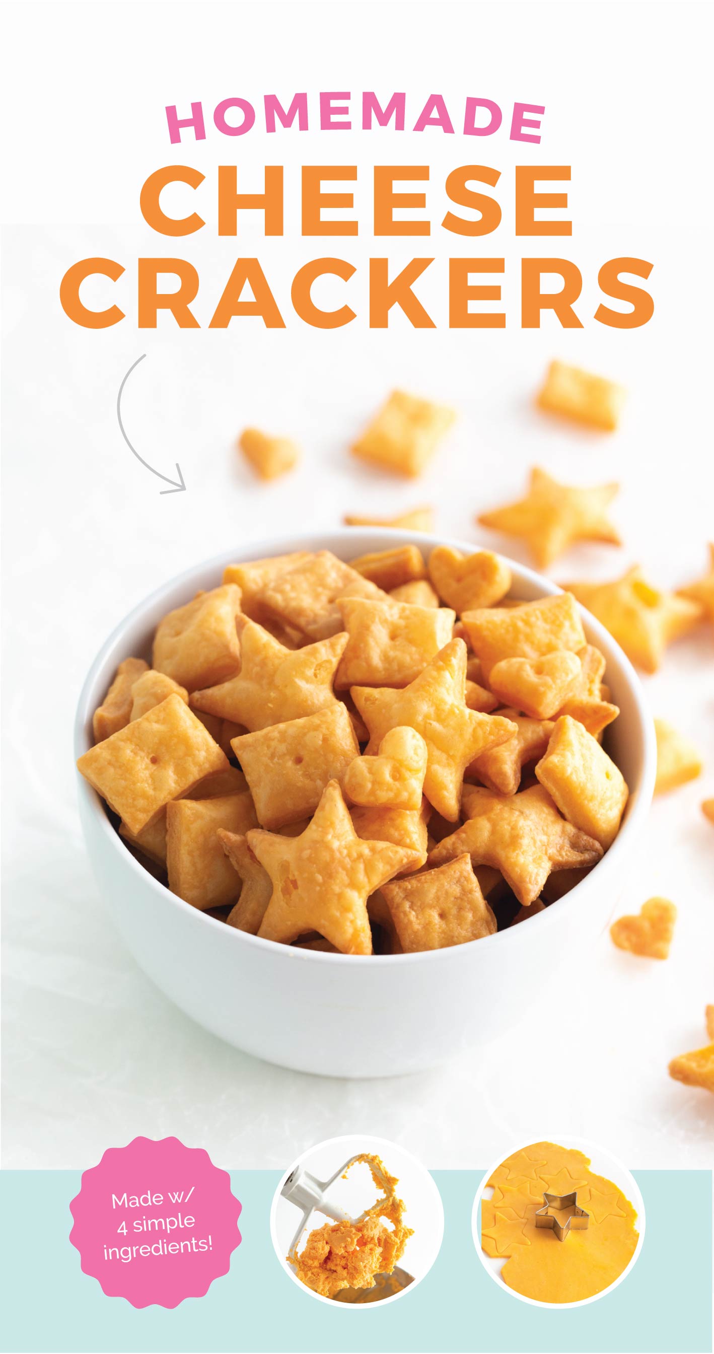 Homemade cheese crackers using 4 simple ingredients!