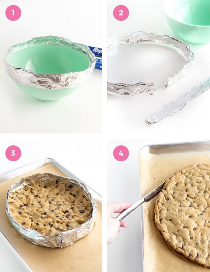 step by step insructions on how to make DIY cookie pan pan using foil