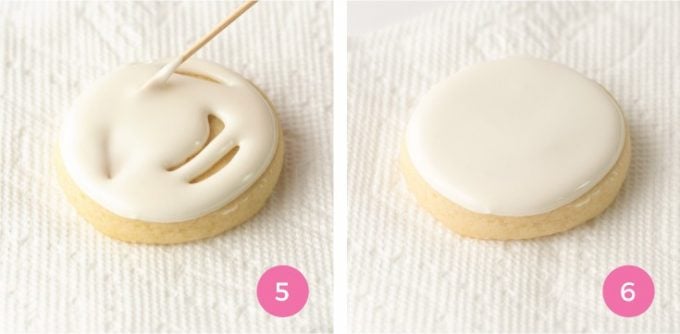 How to smooth Royal Icing for Sugar Cookies with toothpick