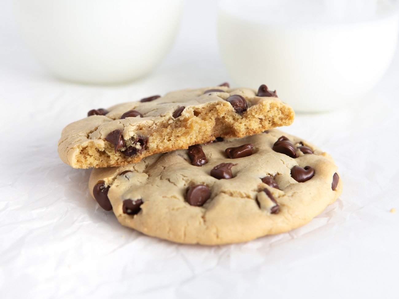 Inside soft texture of Chocolate Chip Cookies for Two