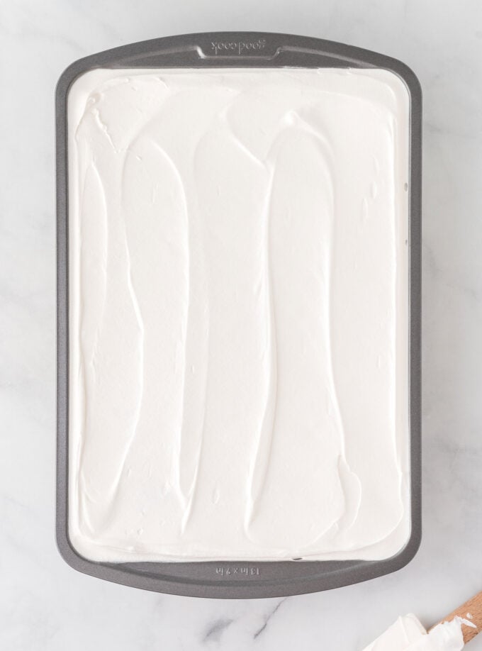 9x13 metal pan with whipped cream
