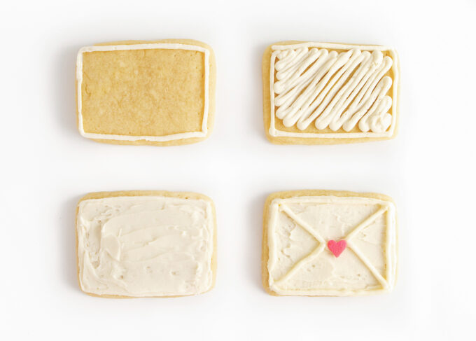 white envelope valentine cookies