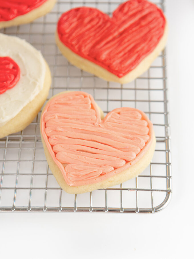 pink and red heart shaped sugar cookie