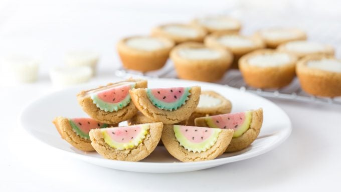 Plate of watermelon cookie cups